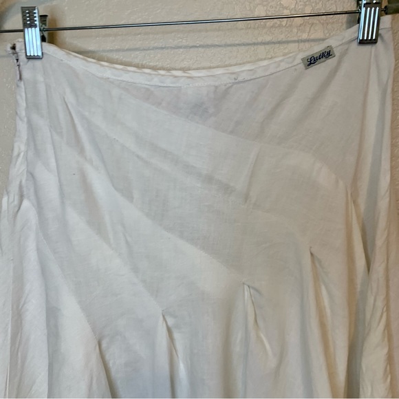 Lucky Brand 100% Linen Flowy Lightweight Skirt Asymmetrical Hem White Size 27 - Picture 6 of 11